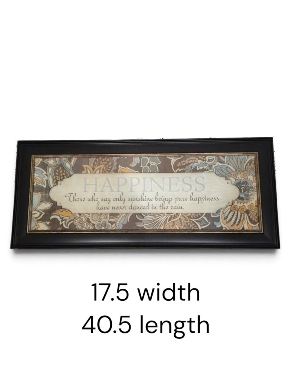 Framed Happiness Quote Wall Art, 17.5" x 40.5"